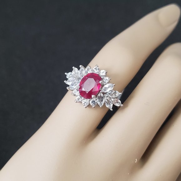 Ruby White Topaz Sterling Silver Ring SZ 8 TGW - Picture 2 of 14